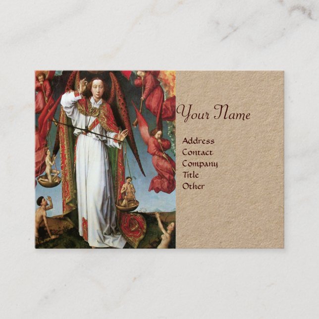 ST. MICHAEL IN THE LAST JUDGEMENT Gold Metallic Business Card (Front)