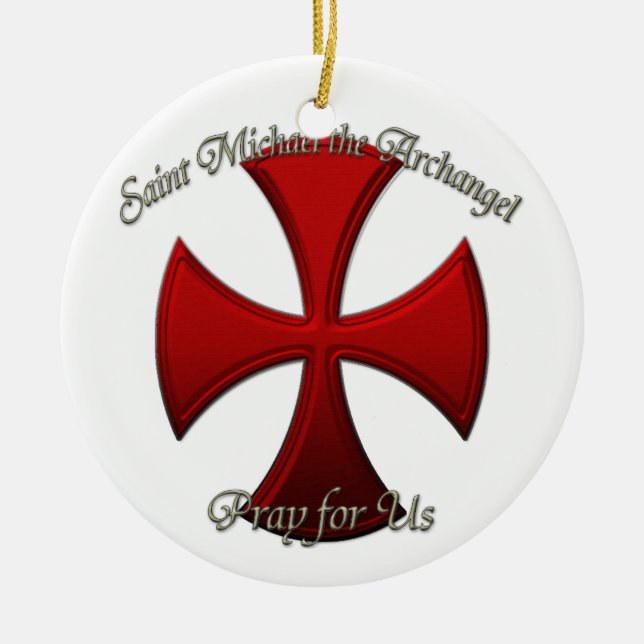 St Michael - Iron Cross Ceramic Ornament (Front)
