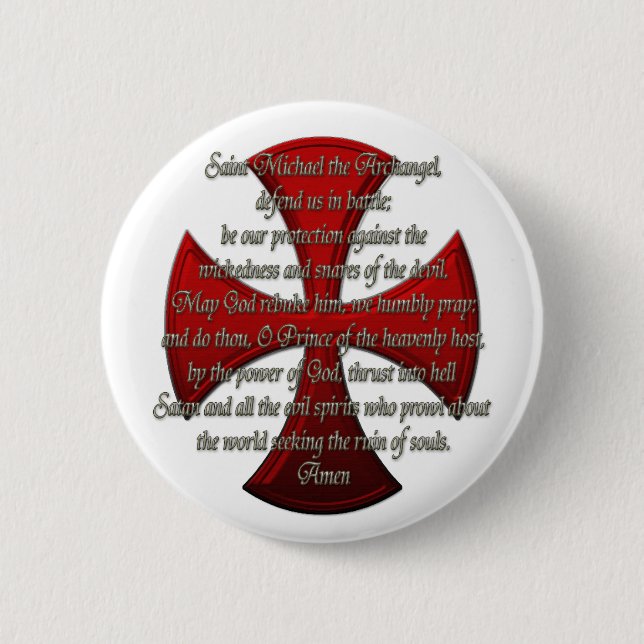 St Michael - Iron Cross Pinback Button (Front)