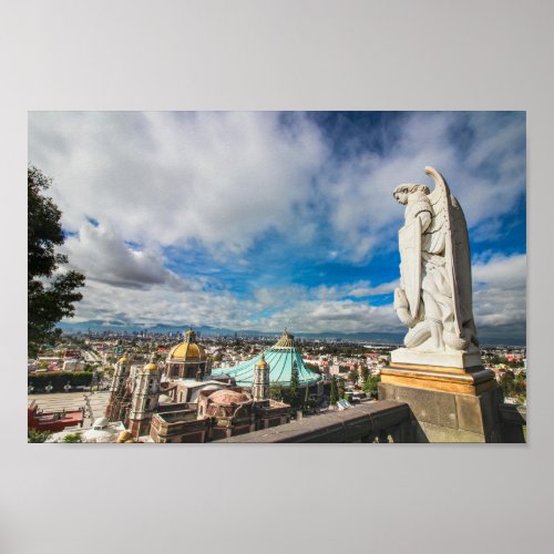 St Michael Overlooking Basilica and Mexico City Poster