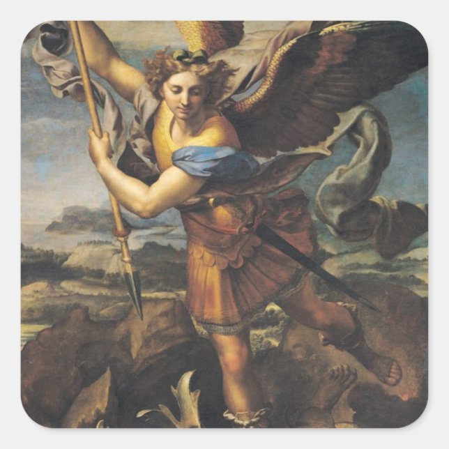 St. Michael Overwhelming the Demon, 1518 Square Sticker (Front)