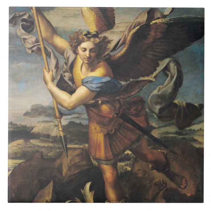 St. Michael Overwhelming The Demon, 1518 Tile | Zazzle