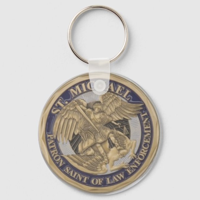 St MICHAEL PATRON SAINT OF LAW ENFORCEMENT Keychain (Front)