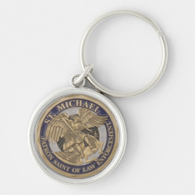 St MICHAEL PATRON SAINT OF LAW ENFORCEMENT Keychain (Front)