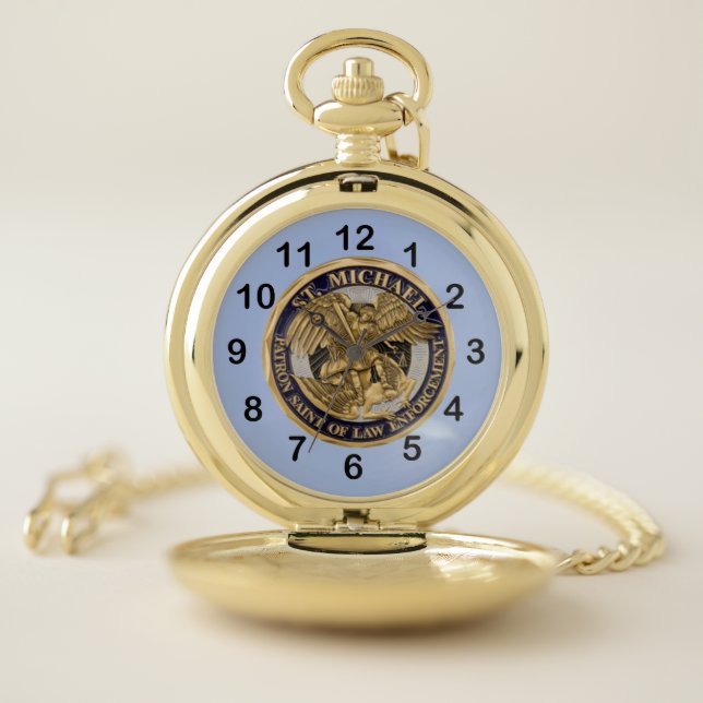 St. Michael Patron Saint of Law Enforcement Pocket Watch (Inside)