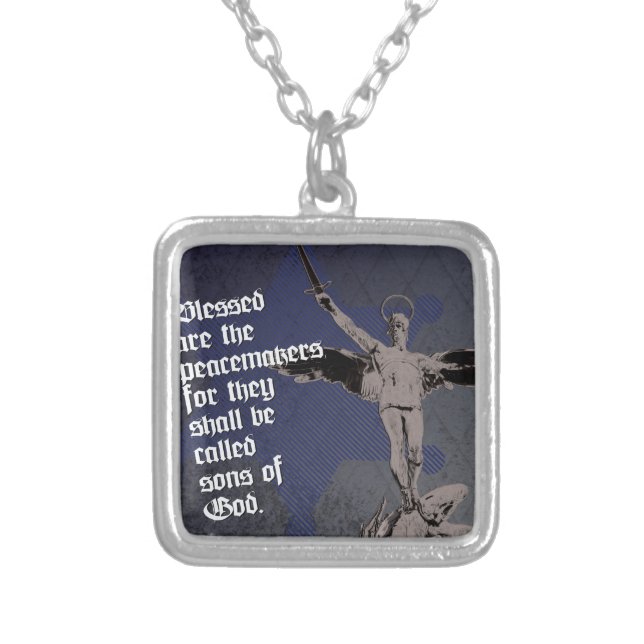 St. Michael - Patron Saint of Police Officers Silver Plated Necklace (Front)