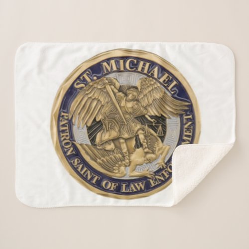 St Michael Patron Saint of Policemen Sherpa Blanket