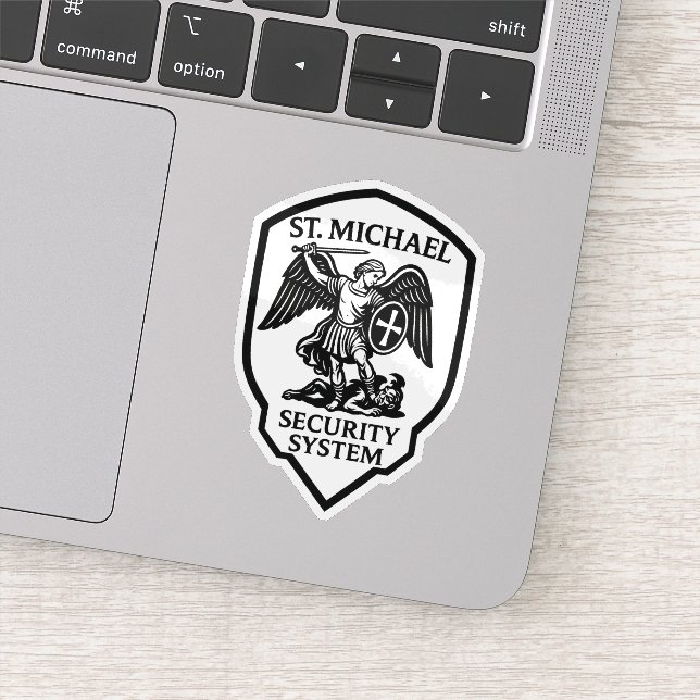 St. Michael Security System Religious Sticker (Detail)