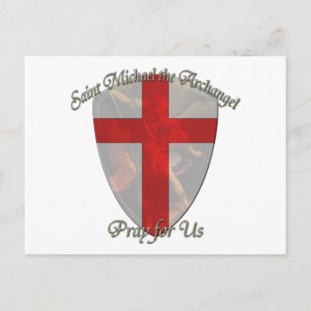 St Michael - Shield Postcard by SteelCrossGraphics at Zazzle