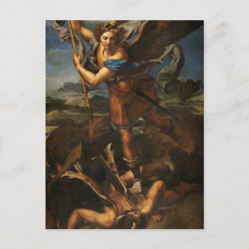 St Michael Slaying the Devil by Raphael Postcard
