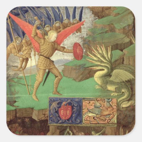 St Michael Slaying the Dragon Square Sticker