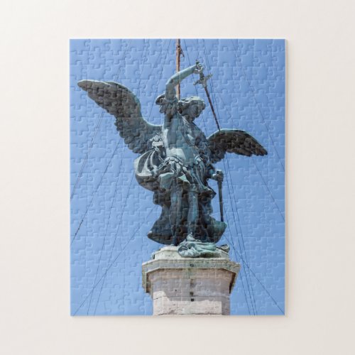 St Michael statue _ Castel SantAngelo top Rome Jigsaw Puzzle