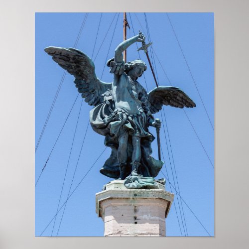 St Michael statue _ Castel SantAngelo top Rome Poster