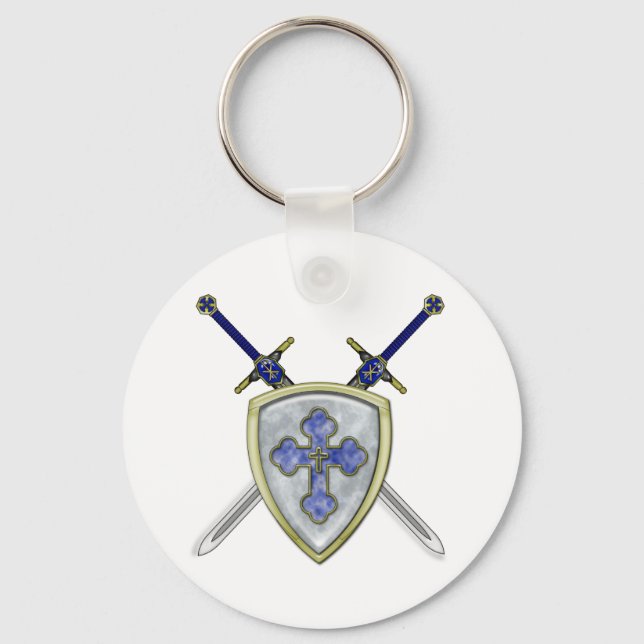 St Michael - Swords and Shield Keychain (Front)