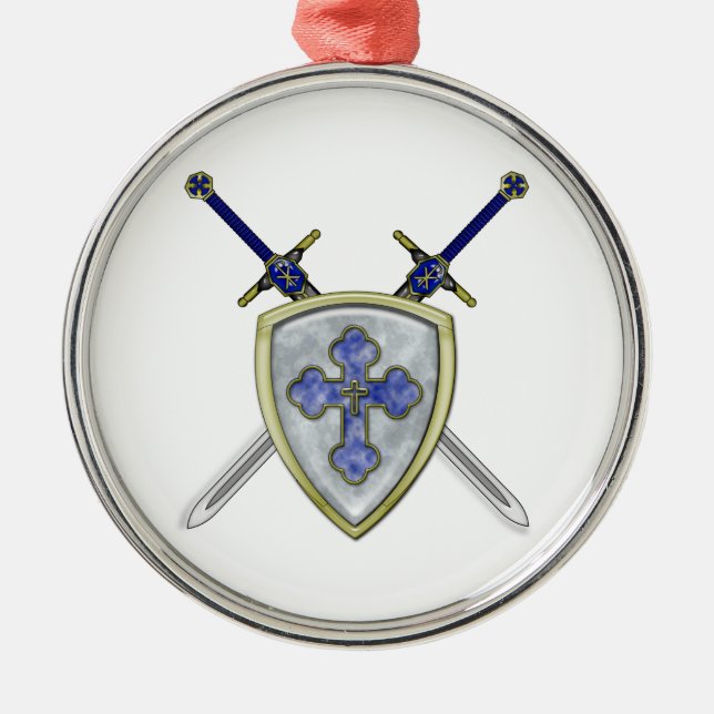 St Michael - Swords and Shield Metal Ornament (Front)