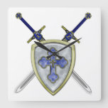 St Michael - Swords And Shield Square Wall Clock at Zazzle