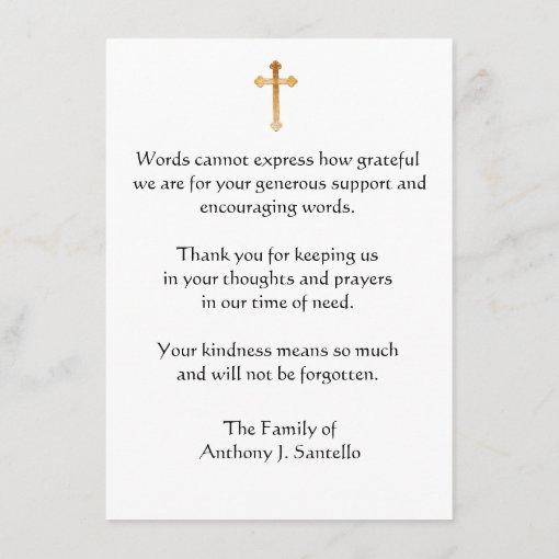 St. Michael Thank You Sympathy Condolence Enclosure Card | Zazzle