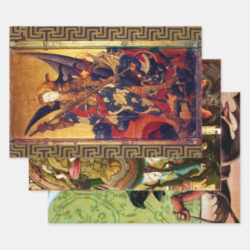 St Michael the Archangel and Saint George Wrapping Paper Sheets