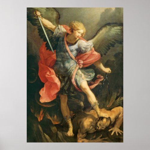 St Michael the Archangel Battle with Devil Poster