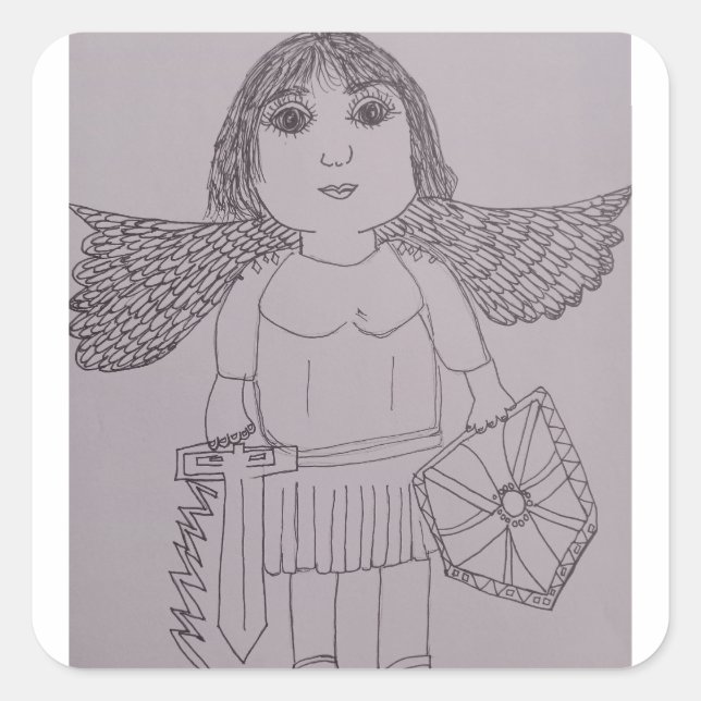 St. Michael the Archangel Black and White Square Sticker (Front)