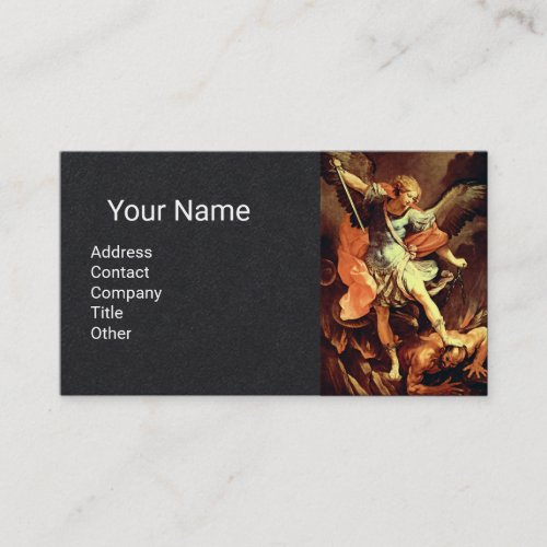 St Michael the Archangel Black Paper Business Card