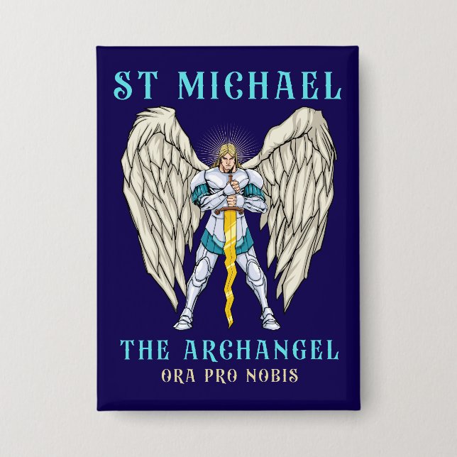  St Michael The Archangel Catholic Prayer  Button (Front)