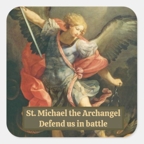 St Michael the Archangel Catholic Prayer Square Sticker