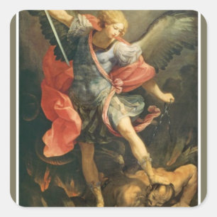 St. Michael the Archangel defeating the devil Square Sticker
