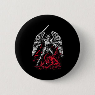 St Michael The Archangel Defeats Satan Catholic  Button