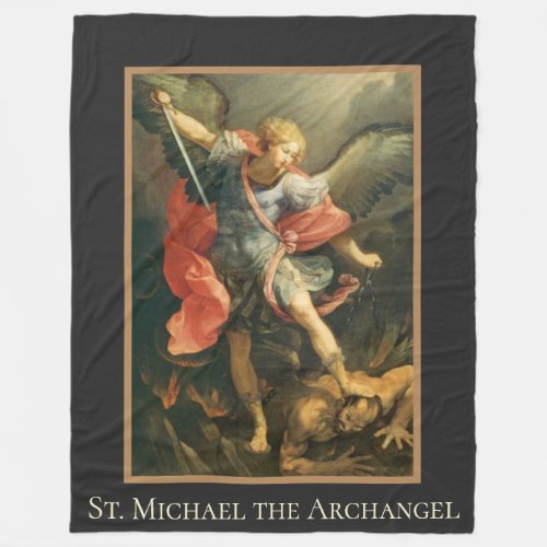 St Michael the Archangel Defend Us In Battle Fleece Blanket