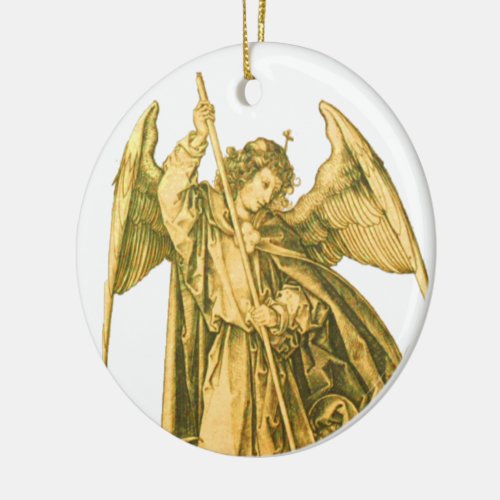 St Michael the Archangel Gold Medieval Angel Ceramic Ornament