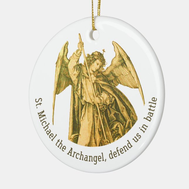 St. Michael the Archangel Gold Medieval Angel  Ceramic Ornament (Left)