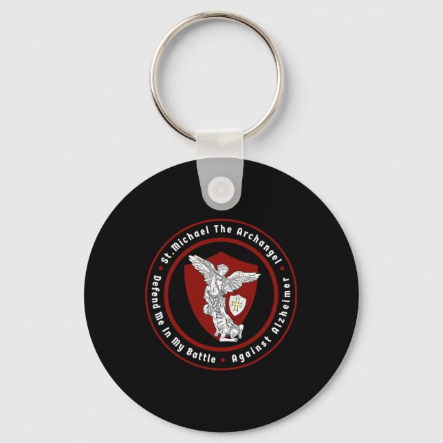 St. Michael The Archangel Help Me Against Heimerhe Keychain (Front)