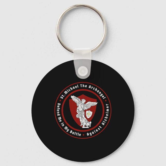 St. Michael The Archangel Help Me Against Heimerhe Keychain (Front)