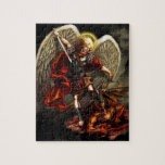 St. Michael the Archangel Jigsaw Puzzle<br><div class="desc">This product features a striking original image of St. Michael the Archangel defeating satan.  St. Michael the Archangel,  pray for us!  Original Art by Daniel Rosales.</div>