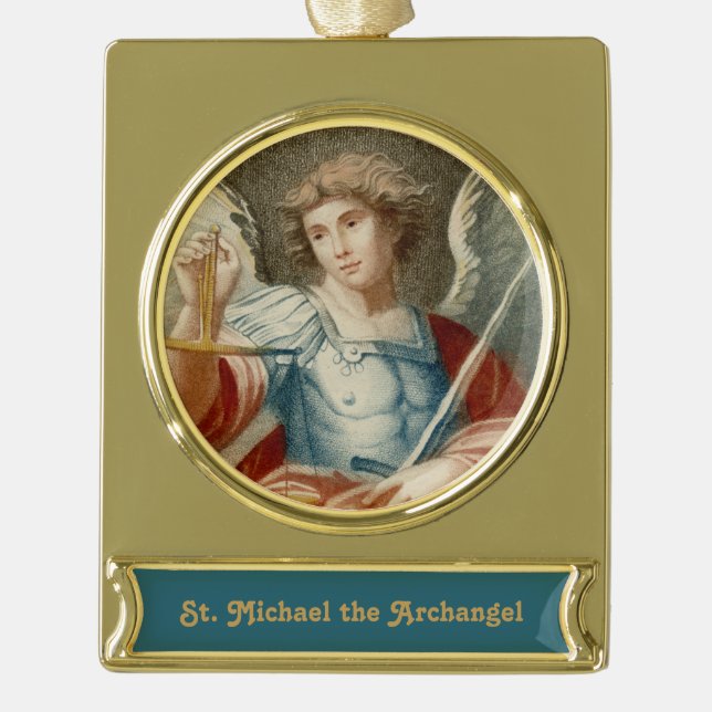 St. Michael the Archangel (M 010) Gold Plated Banner Ornament (Front)