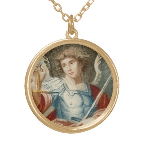 St Michael the Archangel M 010 Gold Plated Necklace