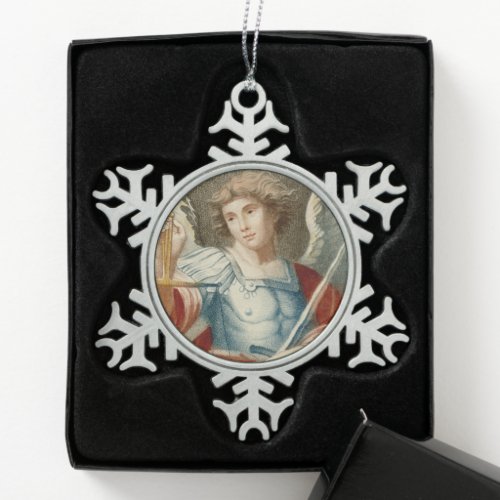St Michael the Archangel M 010 Snowflake Pewter Christmas Ornament