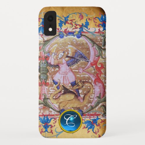 St Michael the Archangel Monogram Antique Floral iPhone XR Case