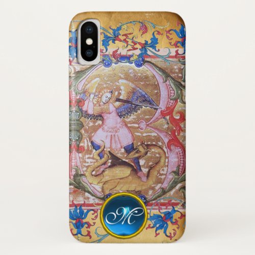 St Michael the Archangel Monogram Antique Floral iPhone X Case