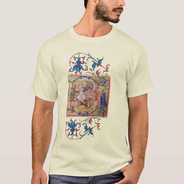 St. Michael the Archangel Monogram Antique Miniatu T-Shirt (Front)
