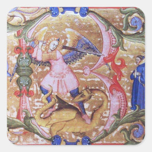 St. Michael the Archangel Monogram Antique Square Sticker
