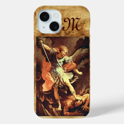 St Michael the Archangel Monogram iPhone 15 Case