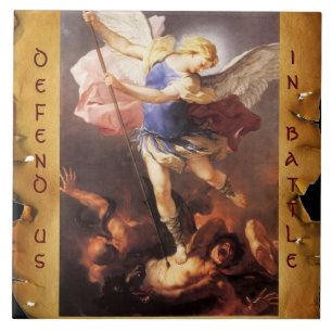 St. Michael the Archangel Parchment Ceramic Tile