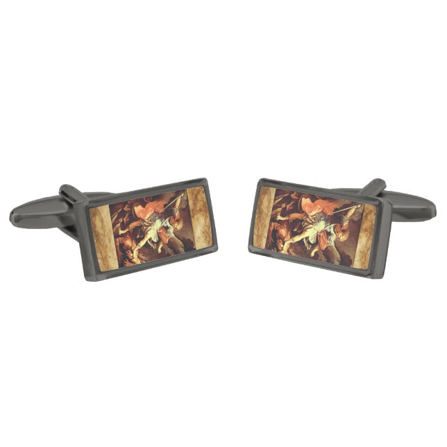 St. Michael the Archangel Parchment Cufflinks (Angled)