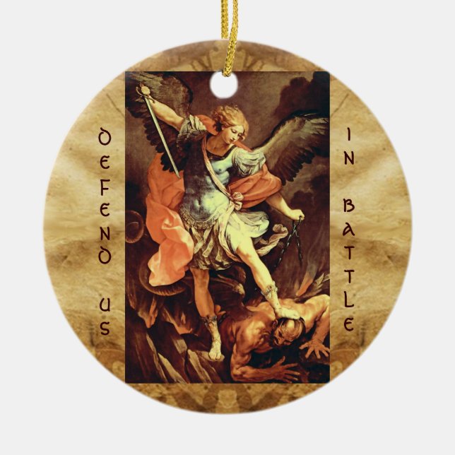 St. Michael the Archangel Prayer Ceramic Ornament (Front)