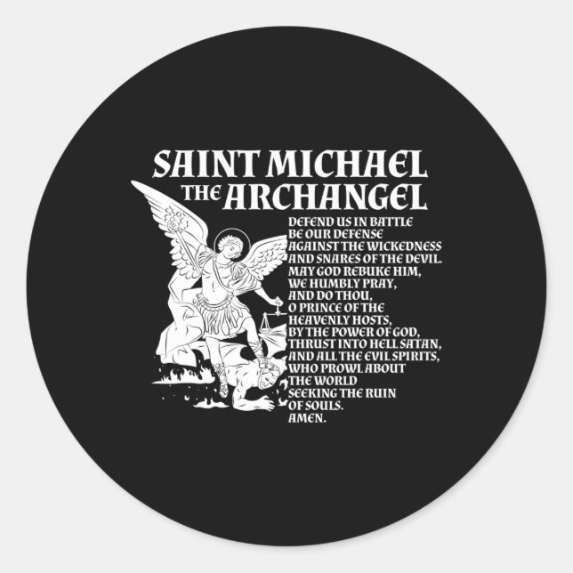 St Michael The Archangel Prayer Classic Round Sticker (Front)
