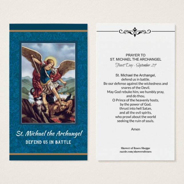 St. Michael the Archangel Prayer Holy Card (Front & Back)