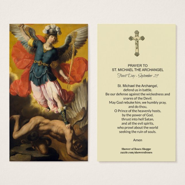 St. Michael the Archangel Prayer Holy Card (Front & Back)