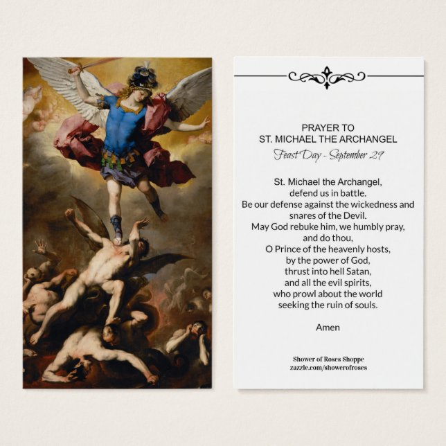 St. Michael the Archangel Prayer Holy Card (Front & Back)
